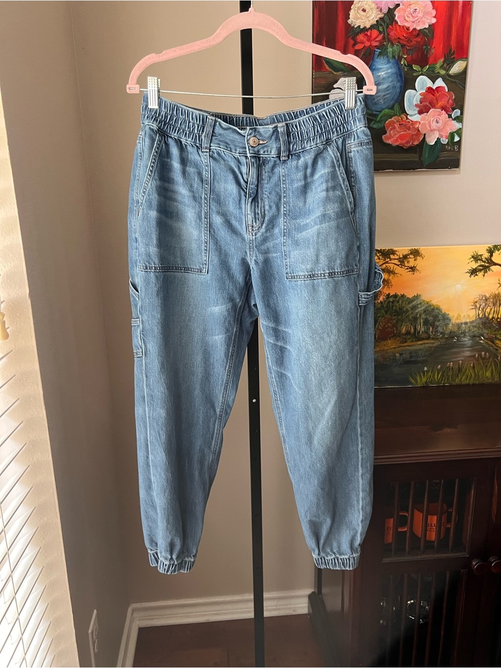 American eagle carpenter Light Wash Denim Jogger Pants 10SHORT